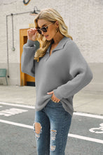 Load image into Gallery viewer, Horizontal Ribbing Johnny Collar Sweater