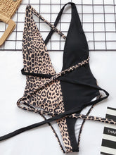 Load image into Gallery viewer, Tied Leopard Plunge One-Piece Swimwear