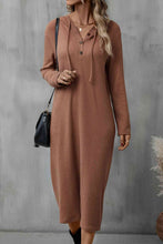 Load image into Gallery viewer, Buttoned Long Sleeve Hooded Dress