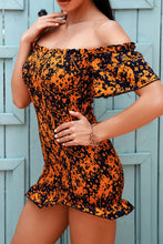 Load image into Gallery viewer, Floral Ruffle Hem Off-Shoulder Mini Bodycon Dress