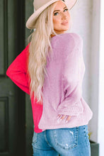Load image into Gallery viewer, Contrast Color V-Neck Long Sleeve Pullover Sweater