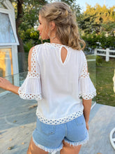 Load image into Gallery viewer, Crochet Crewneck Split Sleeve Top