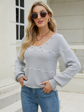 Load image into Gallery viewer, Pom-Pom Detail V-Neck Knit Sweater