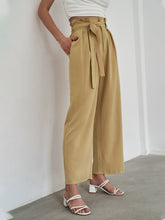 Load image into Gallery viewer, Paperbag Tie Waist Wide Leg Pants