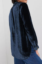 Load image into Gallery viewer, Notched Neck Buttoned Long Sleeve Velvet Blouse
