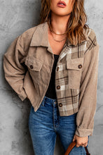 Load image into Gallery viewer, Plaid Corduroy Dropped Shoulder Jacket