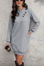 Load image into Gallery viewer, Textured Decorative Button Mini Dress