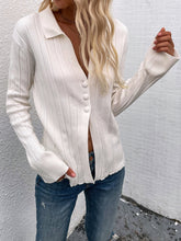 Load image into Gallery viewer, Buttoned Rib-Knit Collared Cardigan