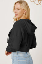 Load image into Gallery viewer, Waffle-Knit Drawstring Zip Up Hoodie