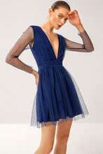 Load image into Gallery viewer, Polka Dot Deep V Mini Tulle Dress