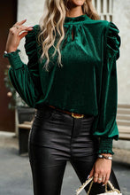 Load image into Gallery viewer, Mock Neck Puff Sleeve Blouse