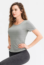 Load image into Gallery viewer, Breathable Cutout Curved Hem Tee Shirt