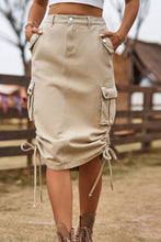 Load image into Gallery viewer, Drawstring Denim Cargo Skirt