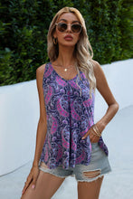 Load image into Gallery viewer, Printed Slit Scoop Neck Tank