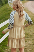 Load image into Gallery viewer, Mixed Print Frill Trim Long Sleeve Dress