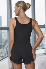 Load image into Gallery viewer, Scoop Neck Tank and Ruffled Shorts Lounge Set