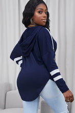 Load image into Gallery viewer, Striped Side Slit V-Neck Hoodie