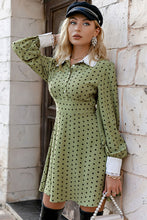 Load image into Gallery viewer, Polka Dot Puff Sleeve Collared Dress