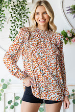Load image into Gallery viewer, Printed Ruffle Shoulder Long Sleeve Blouse