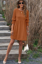 Load image into Gallery viewer, Round Neck Lantern Sleeve Mini Dress