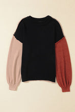 Load image into Gallery viewer, Contrast Round Neck Dropped Shoulder Sweater