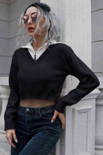 Load image into Gallery viewer, Contrast Collared Cropped Sweater