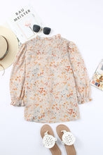 Load image into Gallery viewer, Floral Smocked Tie-Neck Buttoned Blouse
