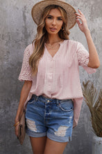 Load image into Gallery viewer, Eyelet Short Sleeve Pleated Blouse