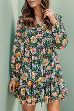 Load image into Gallery viewer, Printed Ruffled V-Neck Mini Dress