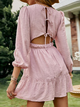 Load image into Gallery viewer, Cutout Tie-Back Puff Sleeve Mini Dress