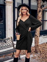 Load image into Gallery viewer, Asymmetrical Surplice Puff Sleeve Mini Dress