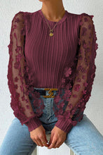 Load image into Gallery viewer, Double Take Textured Applique Long Sleeve Blouse