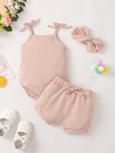 Load image into Gallery viewer, Baby Girl Waffle-Knit Tie-Shoulder Top and Shorts Set