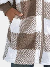 Load image into Gallery viewer, Plaid Zip Up Hooded Jacket with Pockets
