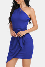 Load image into Gallery viewer, Tie Front One-Shoulder Sleeveless Dress