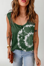Load image into Gallery viewer, Tie-Dye Scoop Neck Henley Tank