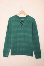 Load image into Gallery viewer, Round Neck Dropped Shoulder Crisscross Pullover Sweater