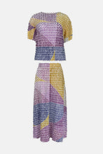 Load image into Gallery viewer, Color Block Pleated Top and Midi Skirt Set