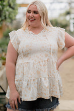 Load image into Gallery viewer, Plus Size Printed Flutter Sleeve Tiered Top