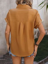 Load image into Gallery viewer, Textured Button Up Cap Sleeve Shirt
