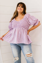 Load image into Gallery viewer, Davi & Dani Youthful Days Full Size Run Gingham Smocked Babydoll Top
