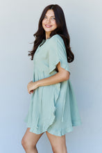 Load image into Gallery viewer, Ninexis Out Of Time Full Size Ruffle Hem Dress with Drawstring Waistband in Light Sage