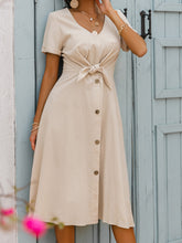 Load image into Gallery viewer, Buttoned Tie Front Midi Dress