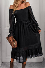Load image into Gallery viewer, Swiss Dot Smocked Ruffle Hem Flounce Sleeve Dress