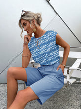 Load image into Gallery viewer, Printed Round Neck Capped Sleeve Top