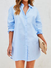 Load image into Gallery viewer, Button Up Long Sleeve Mini Shirt Dress