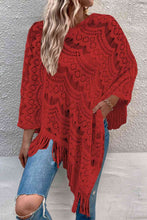 Load image into Gallery viewer, Openwork Fringe Detail Poncho
