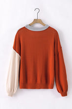 Load image into Gallery viewer, Contrast Round Neck Dropped Shoulder Sweater