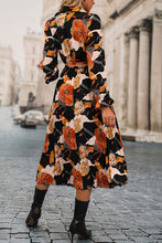Load image into Gallery viewer, Printed Half Button Tie-Waist Pleated Dress