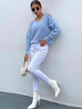 Load image into Gallery viewer, Round Neck Cold Shoulder Sweater